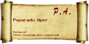 Poparadu Apor névjegykártya